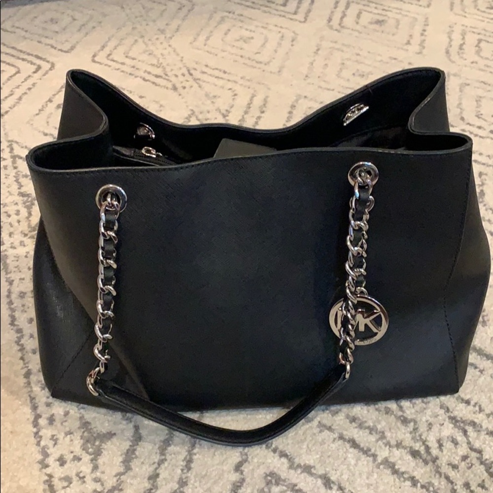 Michael Kors Black Leather Tote Purse